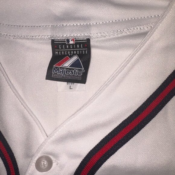 Adult Atlanta Braves Majestic MLB Baseball Jersey Top Size Large Button - Picture 5 of 7